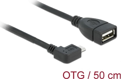 Picture of Delock Cable USB micro-B male > USB 2.0-A female OTG 50 cm angled