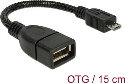 Picture of Delock Cable USB micro-B male > USB 2.0-A female OTG flexible 15 cm
