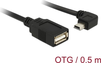 Picture of Delock Cable USB mini male angled > USB 2.0-A female OTG 50 cm