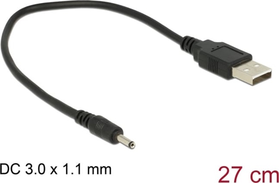 Изображение Delock Cable USB Type-A Plug Power > DC 3.0 x 1.1 mm male 27 cm