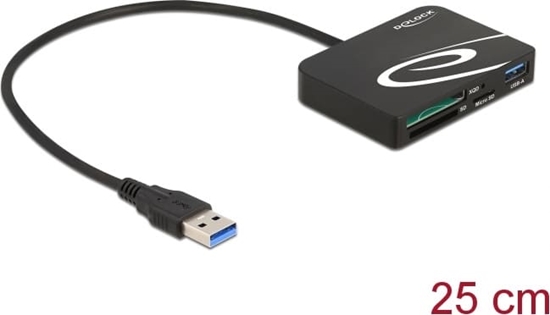 Picture of Delock Card Reader for XQD / SD / Micro SD memory cards + USB Type-A port