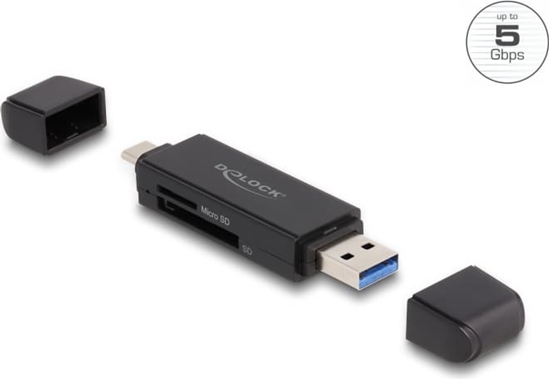 Picture of Delock Card Reader SuperSpeed USB 5 Gbps USB Type-C™ / Type-A for SD and Micro SD memory cards