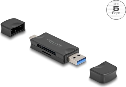 Picture of Delock Card Reader USB 5 Gbps USB Type-C™ / Type-A for SD and Micro SD memory cards black
