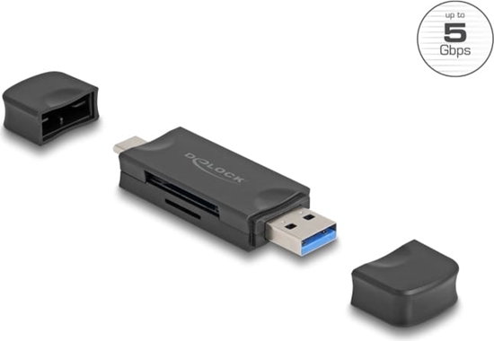 Picture of Delock Card Reader USB 5 Gbps USB Type-C™ / Type-A for SD and Micro SD memory cards black