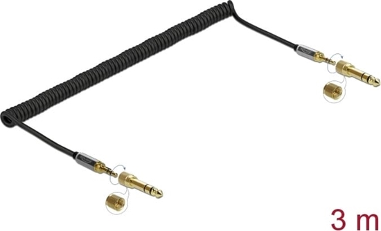 Изображение Delock Coiled Cable 3.5 mm 3 pin Stereo Jack male to Stereo Jack male with screw adapter 3 m