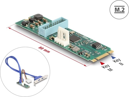 Изображение Delock Converter M.2 Key B+M male to 2 x USB 5 Gbps Type-A female with 50 cm cable