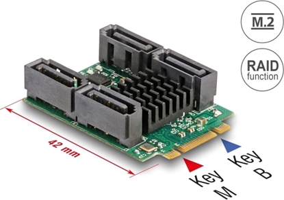 Изображение Delock Converter M.2 Key B+M male to 4 x SATA male with RAID and HyperDuo