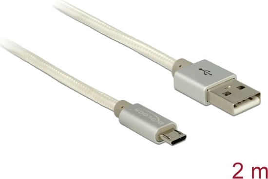 Изображение Delock Data and Charging Cable USB Type-A male > USB Type Micro-B male with textile shielding white 200 cm