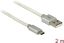 Изображение Delock Data and Charging Cable USB Type-A male > USB Type Micro-B male with textile shielding white 200 cm