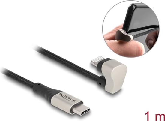Изображение Delock Data and charging cable USB Type-C™ to Lightning™ for iPhone™ and iPad™ 180° angled 1 m MFi