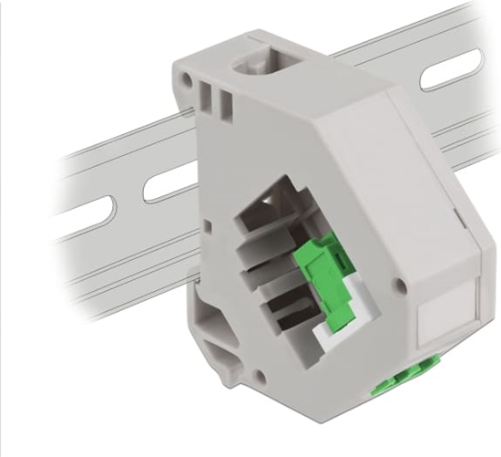 Изображение Delock DIN rail Adapter with Keystone LC Duplex female to LC Duplex female green