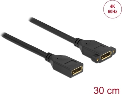 Изображение Delock DisplayPort 1.2 cable female to female panel-mount 4K 60 Hz 30 cm