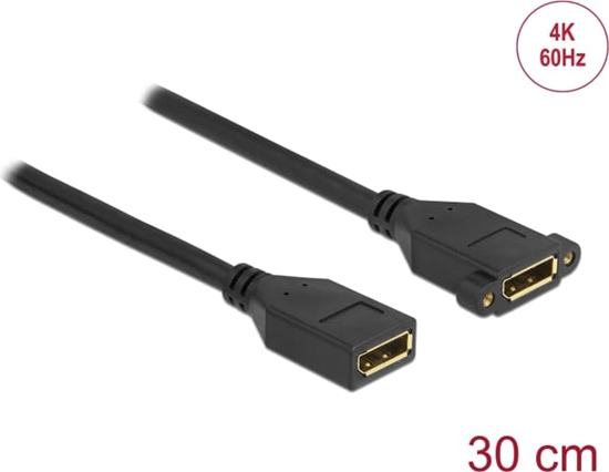 Изображение Delock DisplayPort 1.2 cable female to female panel-mount 4K 60 Hz 30 cm
