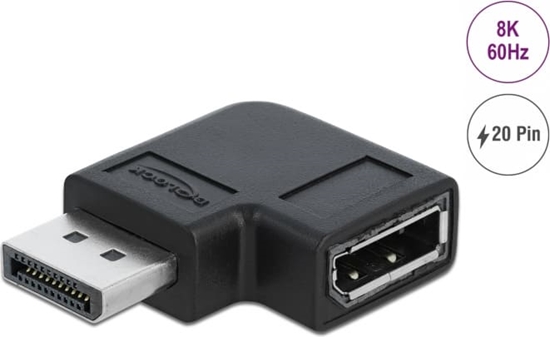 Picture of Delock DisplayPort 1.4 Adapter male to female 90° left angled 8K 60 Hz