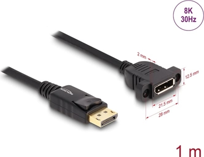 Изображение Delock DisplayPort 1.4 Cable 8K 30 Hz male to female 1 m panel-mount black
