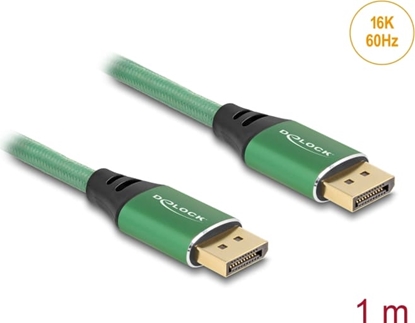 Изображение Delock DisplayPort Cable 16K 60 Hz 1 m green metal