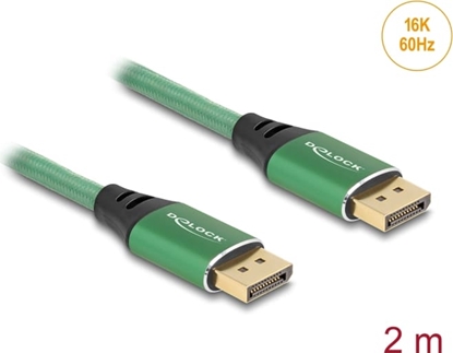 Изображение Delock DisplayPort Cable 16K 60 Hz 2 m green metal