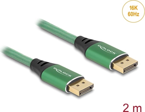 Изображение Delock DisplayPort Cable 16K 60 Hz 2 m green metal