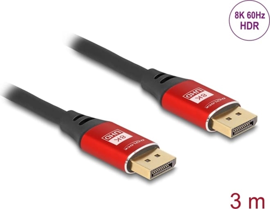 Изображение Delock DisplayPort Cable 8K 60 Hz 3 m red metal