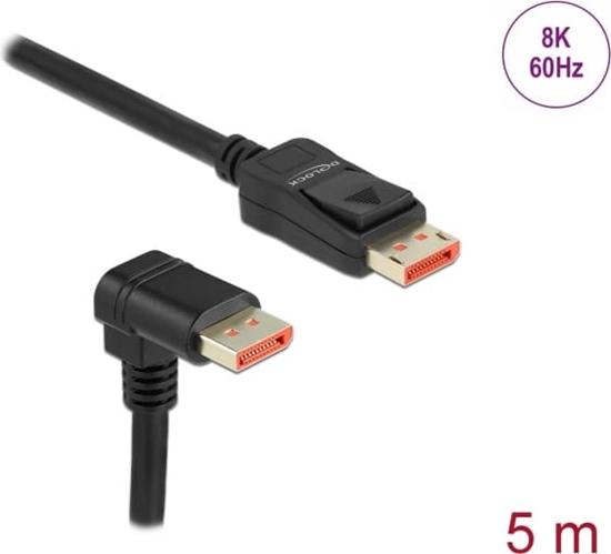 Изображение Delock DisplayPort cable male straight to male 90° downwards angled 8K 60 Hz 5 m