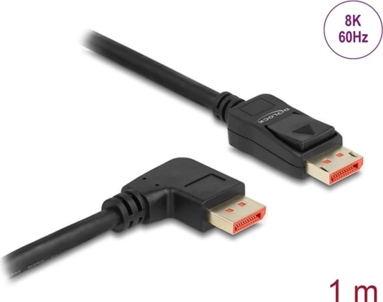 Изображение Delock DisplayPort cable male straight to male 90° right angled 8K 60 Hz 1 m