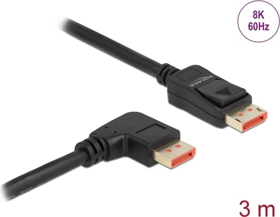 Изображение Delock DisplayPort cable male straight to male 90° right angled 8K 60 Hz 3 m