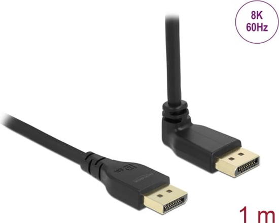 Изображение Delock DisplayPort cable male straight to male 90° upwards angled 8K 60 Hz 1 m without latch
