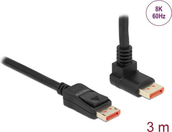 Изображение Delock DisplayPort cable male straight to male 90° upwards angled 8K 60 Hz 3 m