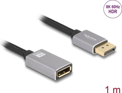 Изображение Delock DisplayPort extension cable 8K 60 Hz 1 m grey metal without latch