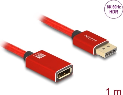 Изображение Delock DisplayPort extension cable 8K 60 Hz 1 m red metal without latch