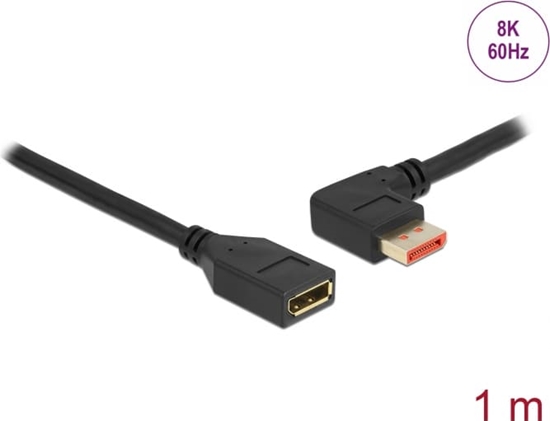 Изображение Delock DisplayPort extension cable male 90° left angled to female 8K 60 Hz 1 m