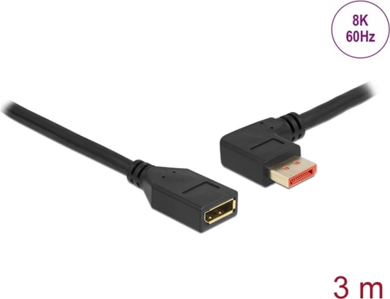 Изображение Delock DisplayPort extension cable male 90° left angled to female 8K 60 Hz 3 m