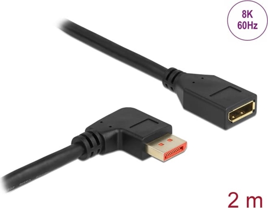 Изображение Delock DisplayPort extension cable male 90° right angled to female 8K 60 Hz 2 m