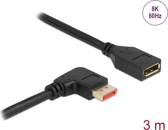 Изображение Delock DisplayPort extension cable male 90° right angled to female 8K 60 Hz 3 m