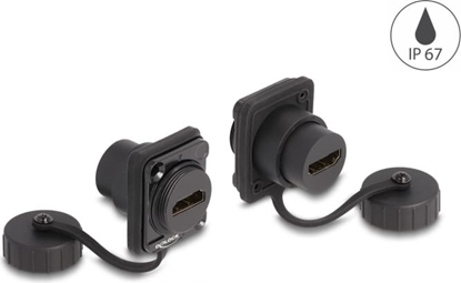 Изображение Delock D-Type Module HDMI-A female to HDMI-A female with protective cap IP67 dust and waterproof