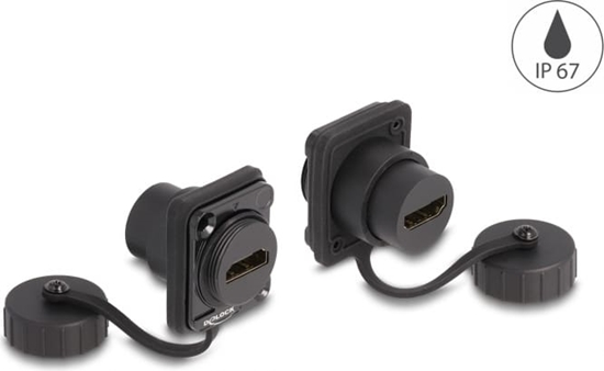 Изображение Delock D-Type Module HDMI-A female to HDMI-A female with protective cap IP67 dust and waterproof