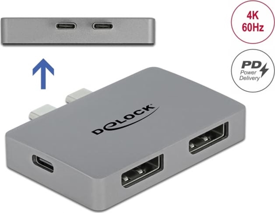 Изображение Delock Dual DisplayPort Adapter with 4K 60 Hz and PD 3.0 for MacBook