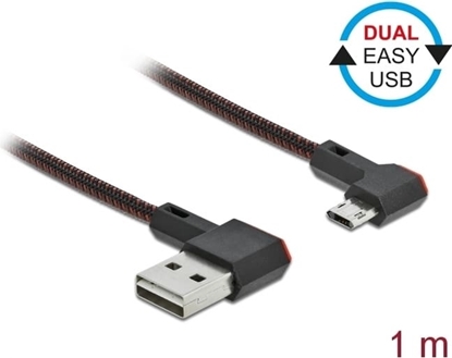 Изображение Delock EASY-USB 2.0 Cable Type-A male to EASY-USB Type Micro-B male angled left / right 1 m black