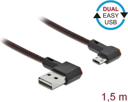 Изображение Delock EASY-USB 2.0 Cable Type-A male to EASY-USB Type Micro-B male angled left / right 1.5 m black