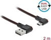 Picture of Delock EASY-USB 2.0 Cable Type-A male to EASY-USB Type Micro-B male angled left / right 2 m black