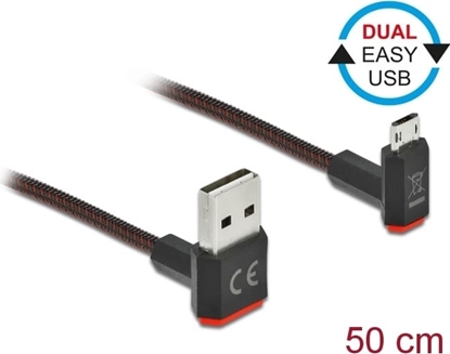 Изображение Delock EASY-USB 2.0 Cable Type-A male to EASY-USB Type Micro-B male angled up / down 0.5 m black