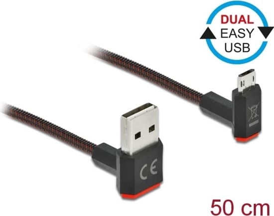Изображение Delock EASY-USB 2.0 Cable Type-A male to EASY-USB Type Micro-B male angled up / down 0.5 m black