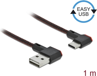 Изображение Delock EASY-USB 2.0 Cable Type-A male to USB Type-C™ male angled left / right 1 m black