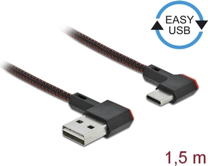 Изображение Delock EASY-USB 2.0 Cable Type-A male to USB Type-C™ male angled left / right 1.5 m black