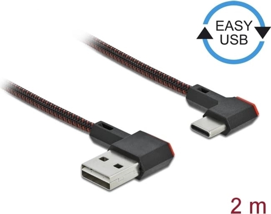 Изображение Delock EASY-USB 2.0 Cable Type-A male to USB Type-C™ male angled left / right 2 m black