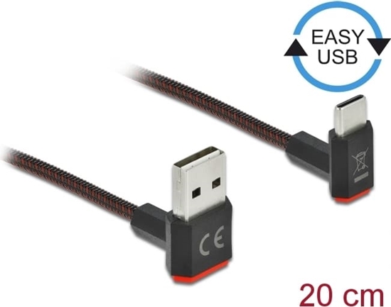 Picture of Delock EASY-USB 2.0 Cable Type-A male to USB Type-C™ male angled up / down 0.2 m black