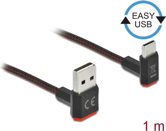 Изображение Delock EASY-USB 2.0 Cable Type-A male to USB Type-C™ male angled up / down 1 m black