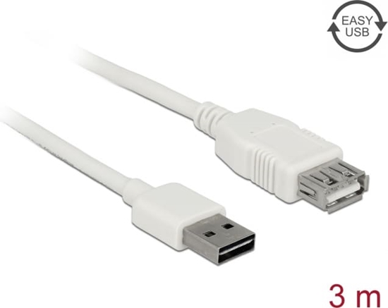 Изображение Delock Extension cable EASY-USB 2.0 Type-A male > USB 2.0 Type-A female white 3 m