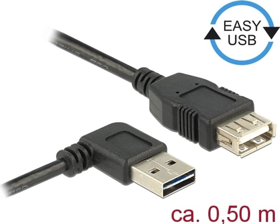 Изображение Delock Extension cable EASY-USB 2.0 Type-A male angled left / right > USB 2.0 Type-A female 0,5 m