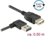 Изображение Delock Extension cable EASY-USB 2.0 Type-A male angled left / right > USB 2.0 Type-A female 0,5 m